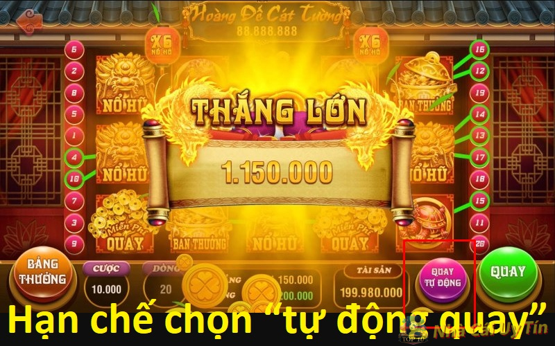 Thủ thuật cược slot game tại các nhà cái uy tín 3 Hạn chế chọn “tự động quay”